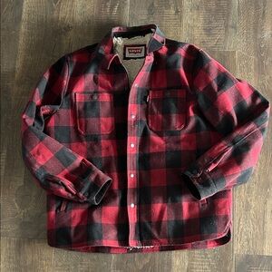 Levi's Red and Black Plaid Sherpa Jacket